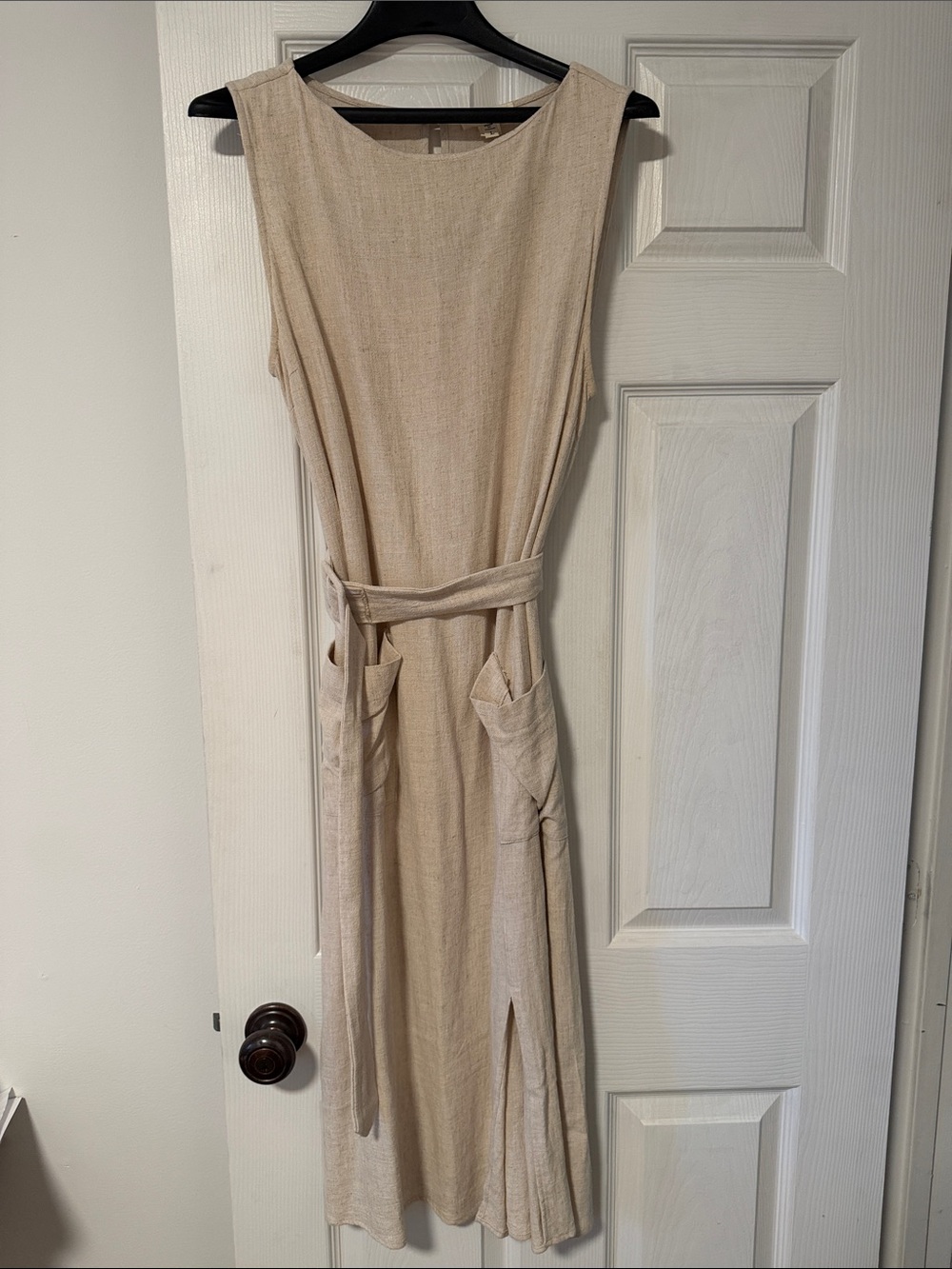 Monteau Neutral Sleeveless Midi Dress with Belt